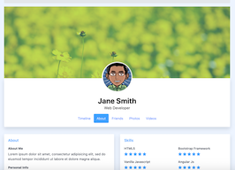 React js template and ui example bs4 social about