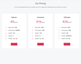 React js template and ui example bs4 light our pricing page