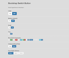 React js template and ui example Bootstrap 3 Toggle Switch buttons