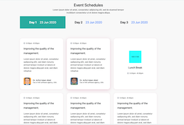 React js template and ui example Event Schedules With Tabs