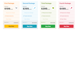 React js template and ui example pricing table colors