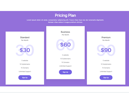 React js template and ui example purple pricing plan
