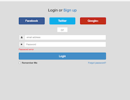 React js template and ui example Responsive login with social buttons