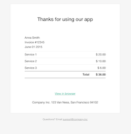 React js template and ui example simple invoice receipt email template