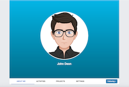 React js template and ui example Social network profile with panels