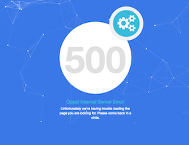 React js template and ui example 500 error page with particles