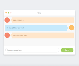React js template and ui example animated chat window