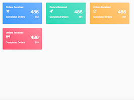 React js template and ui example Gradients dashboard cards