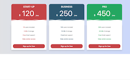 React js template and ui example bs4 Creative Pricing Table